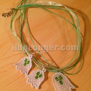Free Standing Lace In the Hoop Ghost Jewelry digital file for embroidery machine