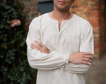 Men's Medieval Linen Shirt, Renaissance Peasant Tunic, Viking LARP Costume Top