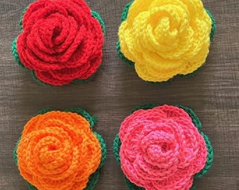 Handmade Crochet Rose Luggage Tags