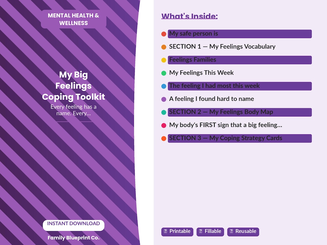 Big Feelings Coping Toolkit Printable | Kids Coping Strategies ...