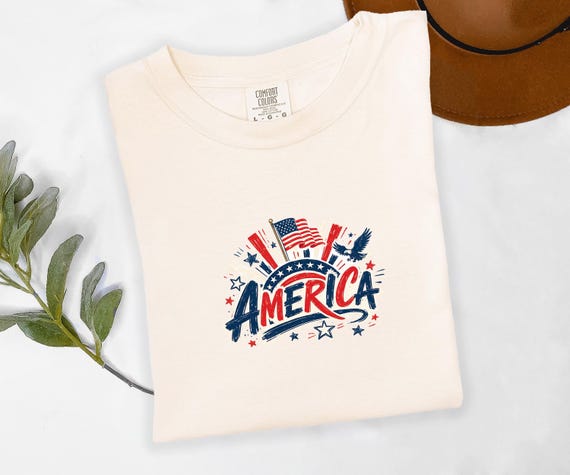 AMERICA Graphic Tee, Patriotic Bald Eagle Shirt, 4th of July Independence Day Outfit