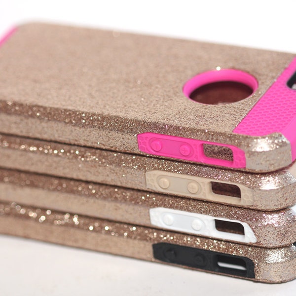 Gold Glitter iPhone 5 Case - Tough iPhone Case - Metallic Glitter case for iPhone 5 / 5s