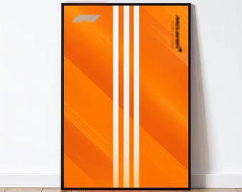 42228 77242 Technical Racing Car Poster, Papaya Orange Wall Art for Building Block Collectors, Modern Open Wheel Motorsport Digital Print