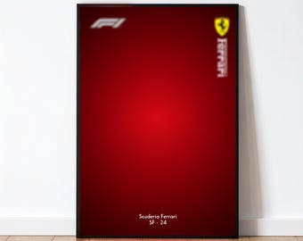 42207 Compatible Digital Backdrop | Italian Racing Team Wall Art for Brick Car Display |Rosso Corsa SF24 Style Poster | Paddock Decor PNG