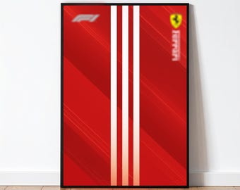 42207 77242 Póster técnico de coche de carreras, arte mural rojo italiano para coleccionistas de bloques de construcción, impresión digital moderna de automovilismo de ruedas descubiertas