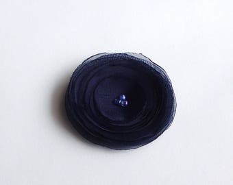 Navy Blue Organza Poppy Embellishment