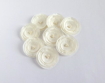 Handmade Bridal Ivory Silk Fabric Poppies Embellishment