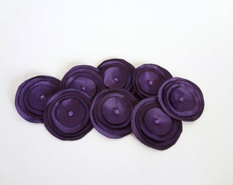 Dark Purple Satin Handmade  Poppies Embellishment