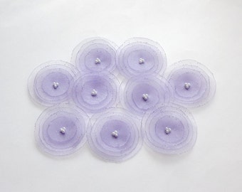 Violet Purple Organza Poppies with Glitter Embellishment