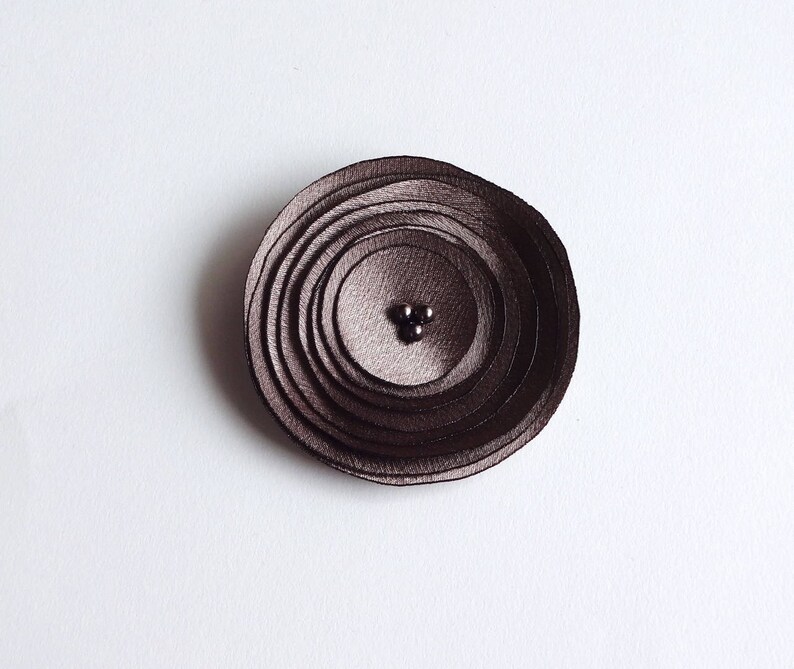 Handmade Cocoa Brown Satin Poppy Embellishment, Brooch,Hair Clip, Hair Pin image 3