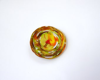 Handmade Orange, Yellow and Brown Fabric Poppy Embellishment, Brooch