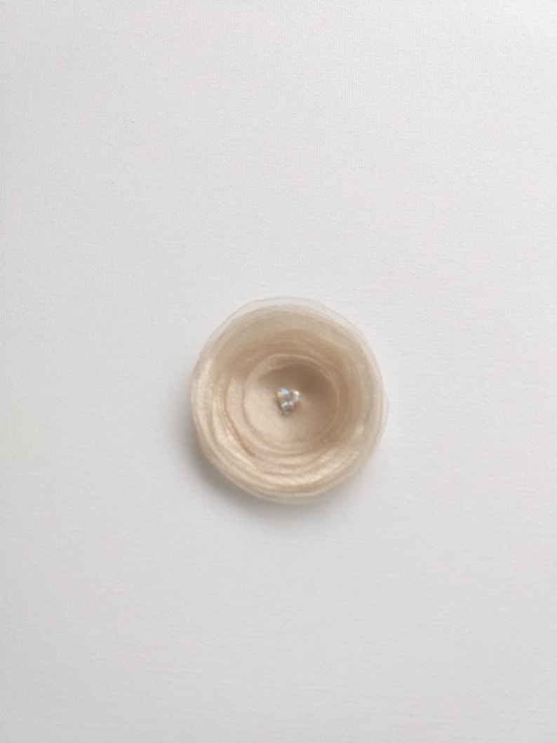 Handmade Khaki Organza Fabric Poppy Embellishment