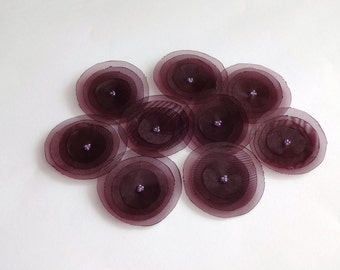 Grape Purple Organza Poppies Embellishment