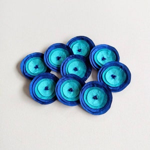 Shades of Blue Silk Handmade Poppies Embellishment image 1