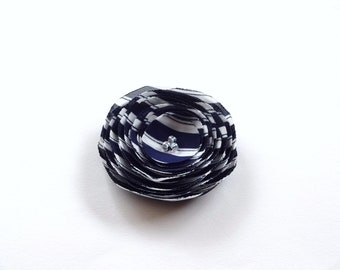 Navy Blue and White Stripes Poppy Embellishment