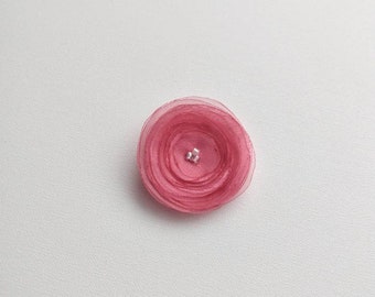 Candy Pink Organza Fabric Handmade Poppy Embellishment