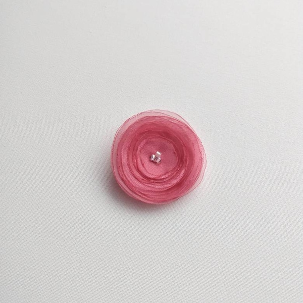 Candy Pink Organza Fabric Handmade Poppy Embellishment