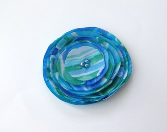 Ocean Blue Fabric Poppy Embellishment, Hair Clip, Brooch, Hair Pin