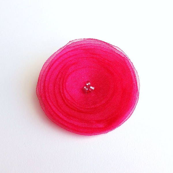 Fuchsia Pink Shimmering Organza Poppy Embellishment