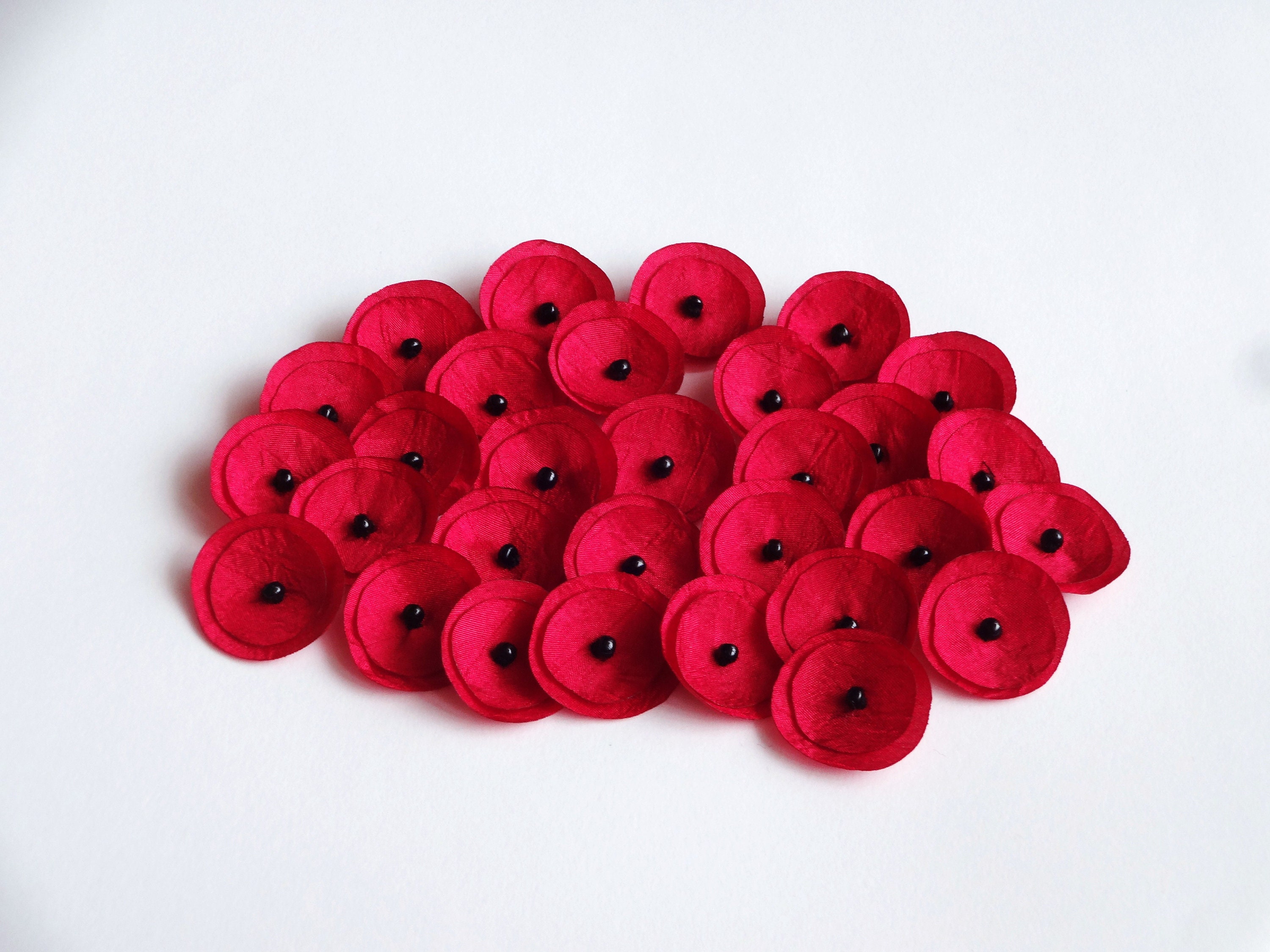 Handmade Khaki Organza Fabric Poppy Embellishment