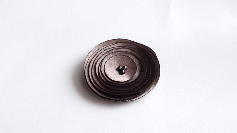 Handmade Cocoa Brown Satin Poppy Embellishment, Brooch,Hair Clip, Hair Pin image 1