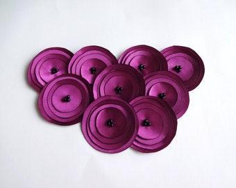 Plum Purple Satin Fabric Poppies Embellishment