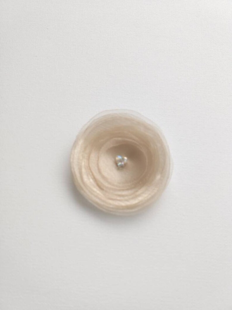 Handmade Khaki Organza Fabric Poppy Embellishment