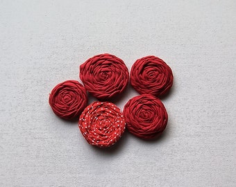 SALE Assorted Red Fabric Rosettes Embellishment