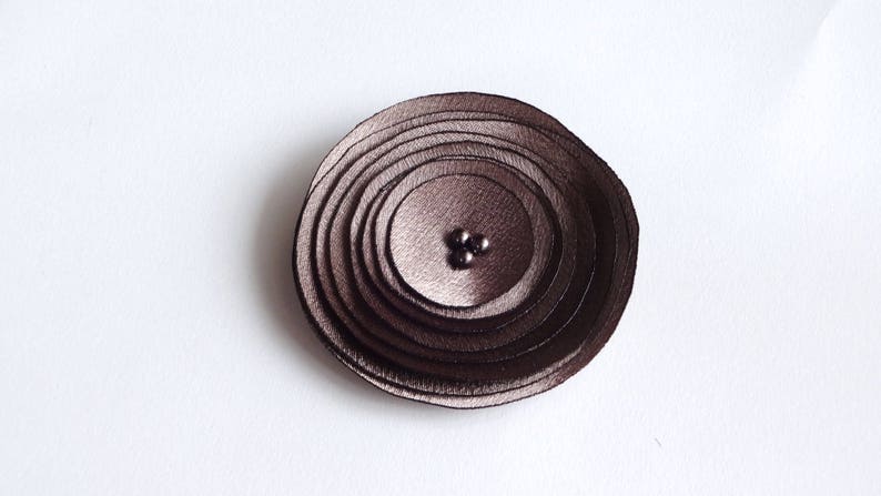 Handmade Cocoa Brown Satin Poppy Embellishment, Brooch,Hair Clip, Hair Pin image 2
