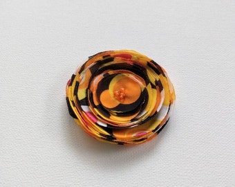 Handmade Orange Polka Dots Fabric Poppy Embellishment, Brooch