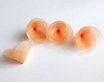 Orange Organza Fabric Flowers Embellishment