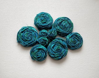 SALE Assorted Green, Blue Fabric Rosettes Embellishment