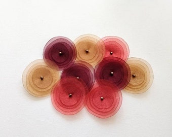 Mix Autumn Organza Fabric Poppies Embellishment