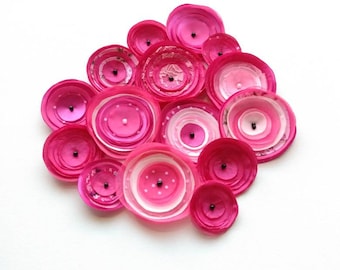 SALE Hot Pink Mix Fabric Poppies Embellishment
