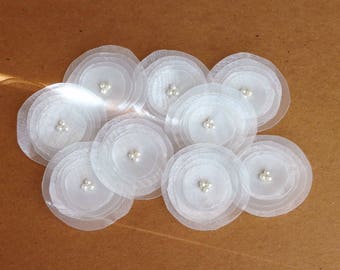 Ivory Organza  Poppies Embellishment