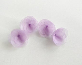 Lilac Purple Organza Flowers Embellishment