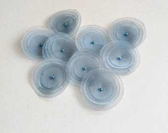 Blue Organza Poppies Embellishment