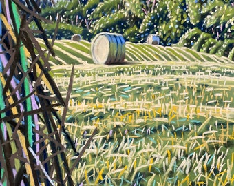 Summer Hay by Wade Zahares 17 x 11" Original Plein Air Pastel