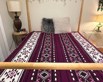 Ecuadorian Alpaca Wool Throw Queen Blanket Hand Woven Geometric Tribal Pattern