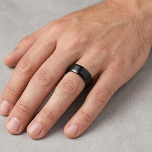 The Eclipse Ring: Polished Black Finish, Reflective Accents, Men's Sophisticated Style image 2