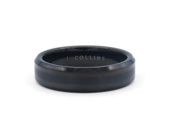 Der Regent 6 mm Dual-Finish Ring, gebürstete Mitte polierte abgeschrägte Kante Herrenband