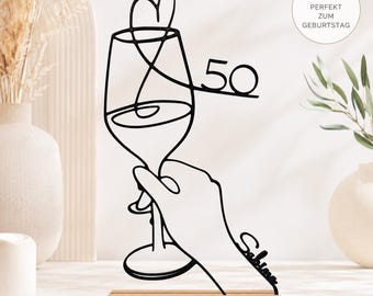 Personalisierte Line Art Figur mit Wunschzahl & Name | Geburtstagsgeschenk mit Gravur | 3D Druck PLA | Geschenk zum Jubiläum