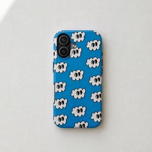 Hand-Drawn Cloud Eyes Phone Case, Whimsical Doodle Pattern for iPhone, Samsung, Pixel (MagSafe Compatible)