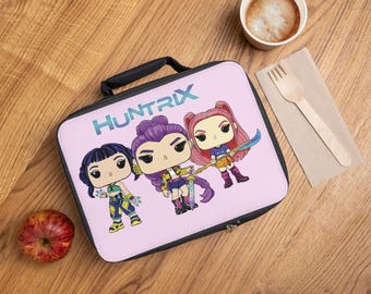 Bolsa para el almuerzo Huntrix Personajes / Trío de dibujos animados, fondo rosa