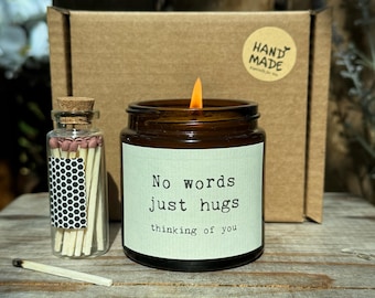 Pas de mots, juste des câlins, je pense à vous, bougie de sympathie, cadeau de réconfort, câlins de réconfort, bougie de câlin