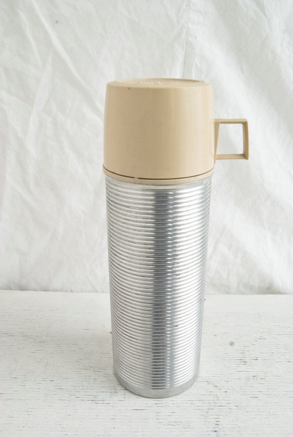 Vintage Thermos Ribbed Steel Thermos Pint Retro Picnic Etsy