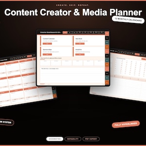 Content Creator Planner Digital, GoodNotes Notability iPad, YouTube TikTok Social Media Content Calendar, Script Templates