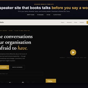 Keynote Redner Website Vorlage mit integriertem Editor, ohne Code (Instant Download)