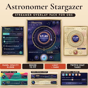 Stargazer Astronomia Pomodoro Timer Lista zadań Widget OBS Nakładka strumienia Twitch Coworking Pobierz