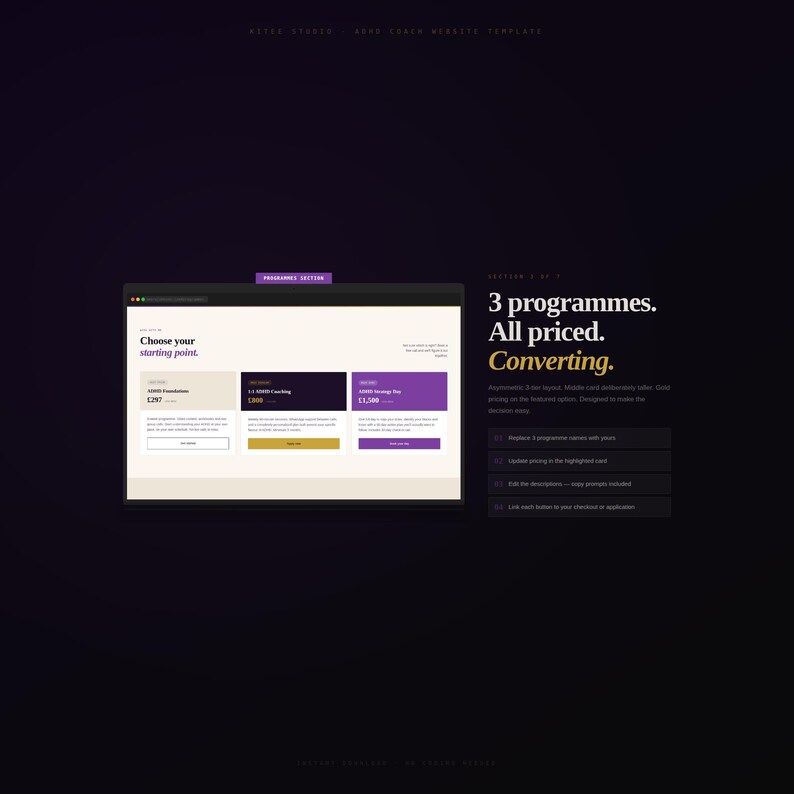 Modelo de site para coaching de TDAH | Agendamento de clientes - Editor visual integrado, sugestões de texto (Download digital) imagem 5